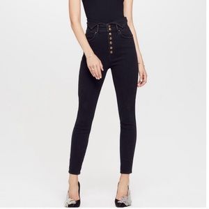 MOTHER Denim the Swooner Exposed Snap Ankle Jeans